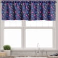 thumbnail image 3 of Ambesonne Cartoon Valance & Curtain, Smiling Face Flowers Hearts, 55"x36", Dark Blue Yellow Pink, 3 of 6