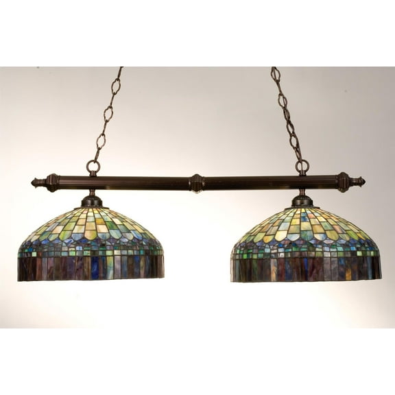 2 Light Tiffany Candice Island Pendant Mahogany Bronze Finish