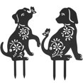 thumbnail image 2 of Summerkimy 2Pcs Cat Garden Stakes Metal Garden Animal Statues Decorative Black Dog Silhouette Lawn Stakes Creative Cat Yard Art Decor Heavy-Duty Animal Garden Stakes for Outdoor Garden Yard, 2 of 11