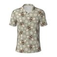 thumbnail image 2 of Daiia Bees And Chamomile Pattern Men’s Polo Shirts,Solid Deck Shirt,Classic Fit, Breathable Cotton Polo for Casual and Sport Wear-Medium, 2 of 7