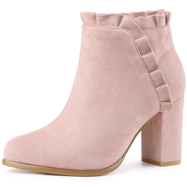 Botines de tacón alto con bloque de volantes Perphy rosa polvo 41