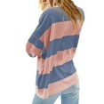 thumbnail image 5 of Womens Striped Long Sleeve Shirts Fall Outfits 2025,Womens Oversized Striped Shirt Half Zip Sweatshirt Color Block Neck Top Casual Long Sleeve Pullover Pink,XXL, 5 of 6
