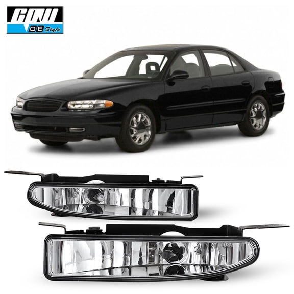 Halogen Clear Lens Fog Lights Pair Set for 1997-2005 Buick Regal