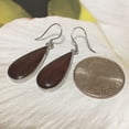 thumbnail image 2 of Gorgeous Hawaiian Large Genuine Koa Wood Rain Drop Earring, Sterling Silver Koa Wood Inlay Dangle Earring, E8196 Statement PC, Birthday Gift, 2 of 4