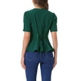 thumbnail image 3 of INSPIRE CHIC Women's Victorian Blouse Short Sleeves Steampunk Lace Up Vintage Top S Dark Green, 3 of 6