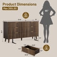 thumbnail image 4 of Aufeile 4 Piece Boho Dresser Set for Bedroom, 6 Drawer Dresser, 5 Drawer Tall Dresser & 2 Nightstands with 3 Drawers & USB Charging, Fluted Wood Bedroom Furniture Set, Walnut, 4 of 17