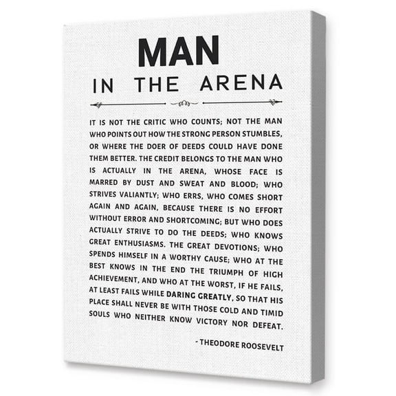 Man In The Arena Canvas Wall Art poster Motivational Quote Canvas Painting Wall Decor for Man Home Office Bedroom Dorm poster