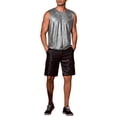 thumbnail image 2 of INSPIRE CHIC Holographic Tank Top for Men's Shiny Sleeveless T-Shirt Disco Party Metallic Vest L Black Silver, 2 of 6