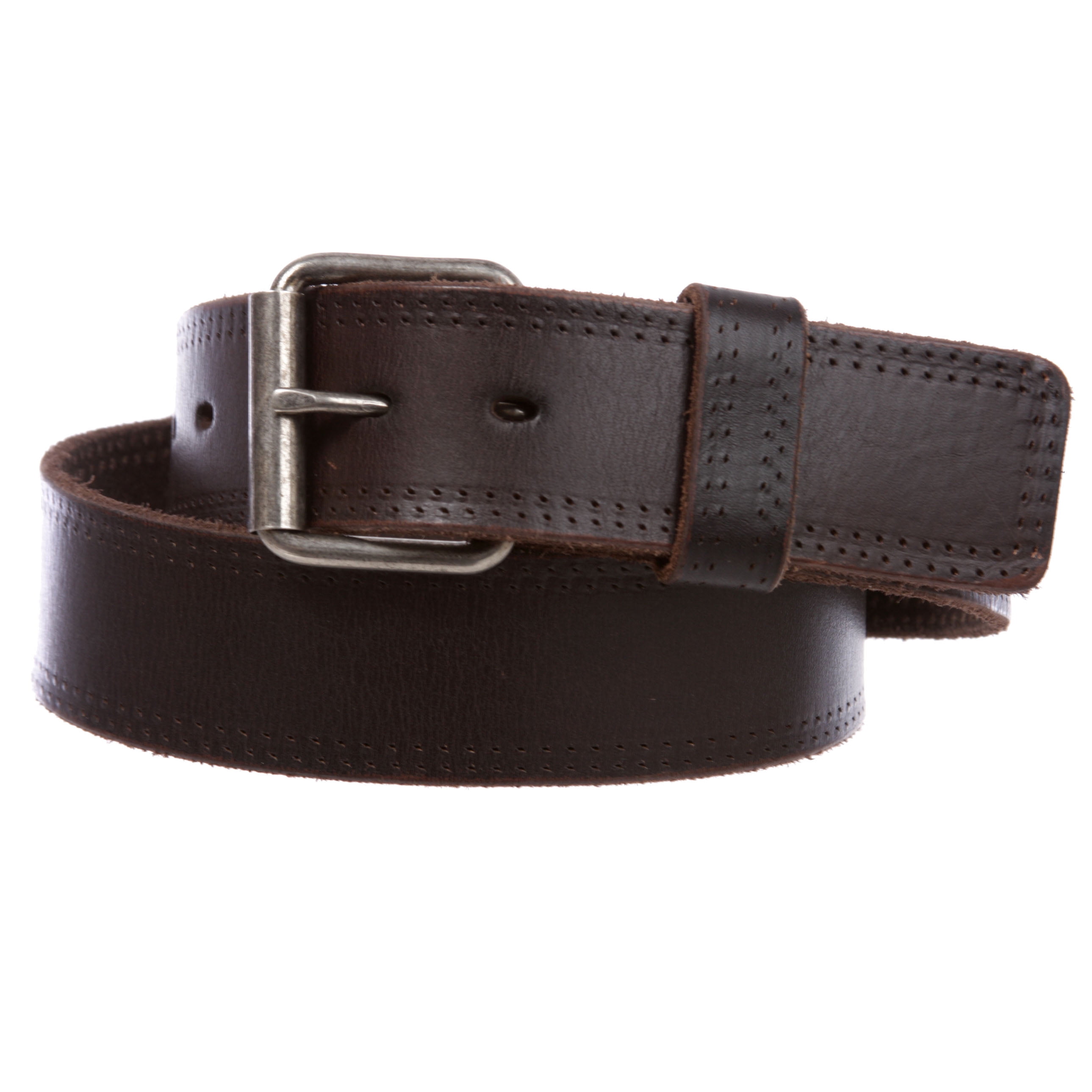 1 3/4" Embossed Vintage Cowhide Leather Belt - Snap-On Buckle For Jeans & Casual Wear