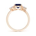 thumbnail image 2 of ANGARA Natural Bypass 2 ct Blue Sapphire and Diamond Three Stone Ring in 14K Rose Gold for Women (Size-9x7mm) | September Birthstone, Anniversary, Jewelry Gift for Women | Natural Blue Sapphire Ring, 2 of 8