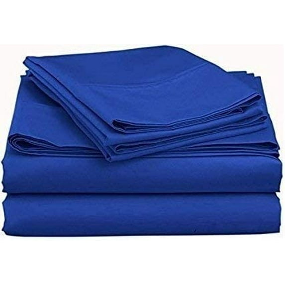 Split Bed Sheet Set 5 Pieces (1 Flat, 2 Fitted Sheet, 2 Pillow Covers) - 100% Egyptian Cotton - 400 Thread Count Deep Pocket up to 34" Mattress Size Split King Color Royal Blue Solid