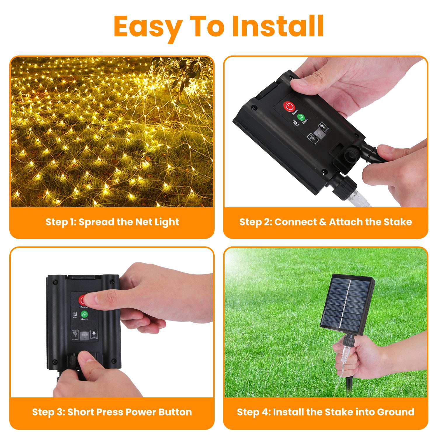 Imountek 192LED Solar Christmas Net Lights Outdoor, 9.84x6.56FT Dimmable Bush Lights with Remote Timer IP44 Waterproof 8 Modes for Holiday Wedding Patio