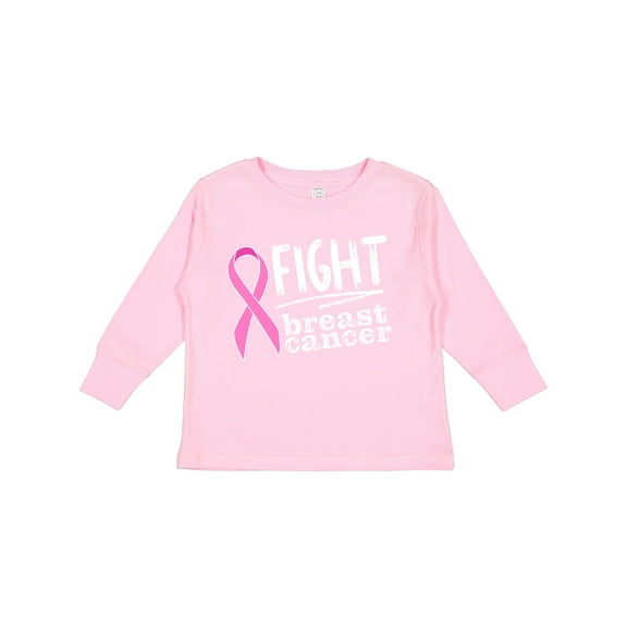 Inktastic Fight Breast Cancer Pink Ribbon Boys or Girls Long Sleeve Toddler T-Shirt