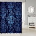 thumbnail image 2 of Adults Teal Damask Bath Curtain Antique Victorian Baroque Fabric Shower Curtain 72" Wx84 L,Vintage Floral Exotic Sugar Skull Bathroom Decor,Gothic Bone Skeleton Bohemian Decor,Blue, 2 of 6