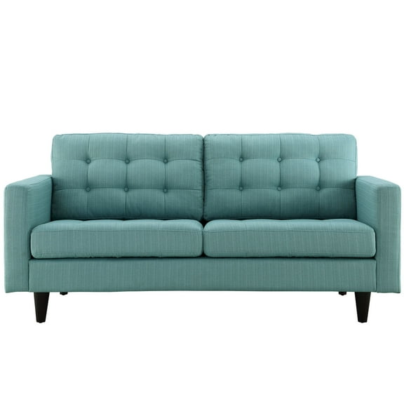 Modern Contemporary Loveseat, Blue Fabric