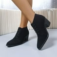 thumbnail image 2 of Black Ladies Fashion Winter Short Boots With British Inspired Design And Round Toe For Daily Wear, 2 of 9