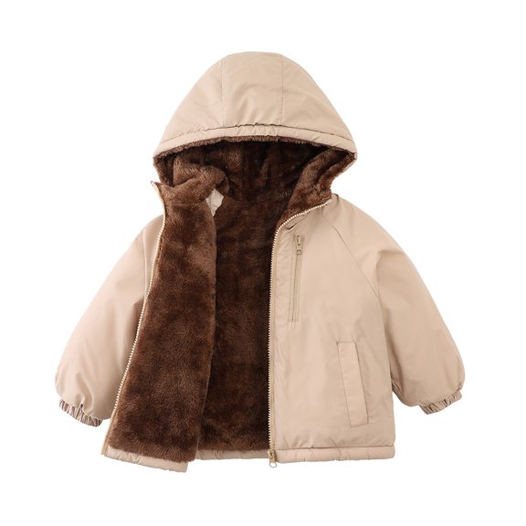 Toddler Boys Hooded Winter Jacket Lined Warm Zip Up Coat Water Outerwear with Pockets for Kids 18 Months‑8 Years
