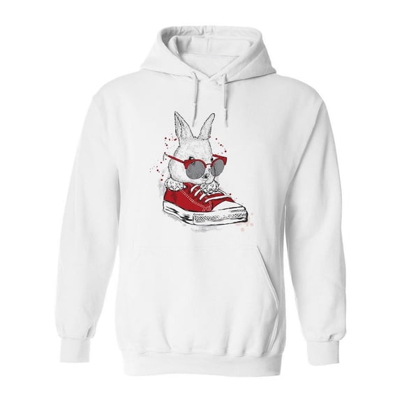 Cute Rabbit Wearing Glasses Hoodie Women - Women Hoodie, White, 3XL