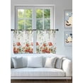 thumbnail image 4 of Sheer Curtains 54 Inch Length 2 Panels Set for Kitchen, Red Poppy Semi Sheer Curtains for Windows, Spring Farmhouse Country Flower Leaf Plant Voile Window Treatments Rod Pocket Curtain, 4 of 7
