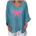 thumbnail image 2 of Ichuanyi liquidación de moda femenina de verano en v-neck 3/4 manga estampada de camiseta casual de camiseta ICHUANYI WER202308241759, 2 of 5
