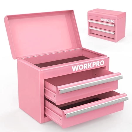 workpro mini metal tool box cold rolled steel 2 drawers with magnetic tabs pvc liners pp feet pads macaron 10.8 x 5.9 x 8.2 in