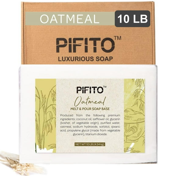 Pifito Oatmeal Melt and Pour Soap Base (10 lb) │ Bulk Premium 100% Natural Glycerin Soap Base │ Luxurious Soap Making Supplies