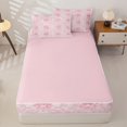 thumbnail image 4 of Homewish Girls Bowknot Floral Zipper Full Size Comforter Sets with Fitted Sheet and 2 Pillowcases,Girly Pink Zipper Bedding Set,Pink Reversible,4-Piece, 4 of 7