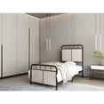 thumbnail image 2 of Hassch Twin Size Metal Platform Bed Frame with Linen Upholstered High Headboard, Beige, 2 of 8