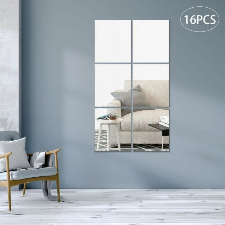 16PCs/Set Acrylic Self-adhesive Frameless Wall Mirror Tiles Decor  14x12Mirror
