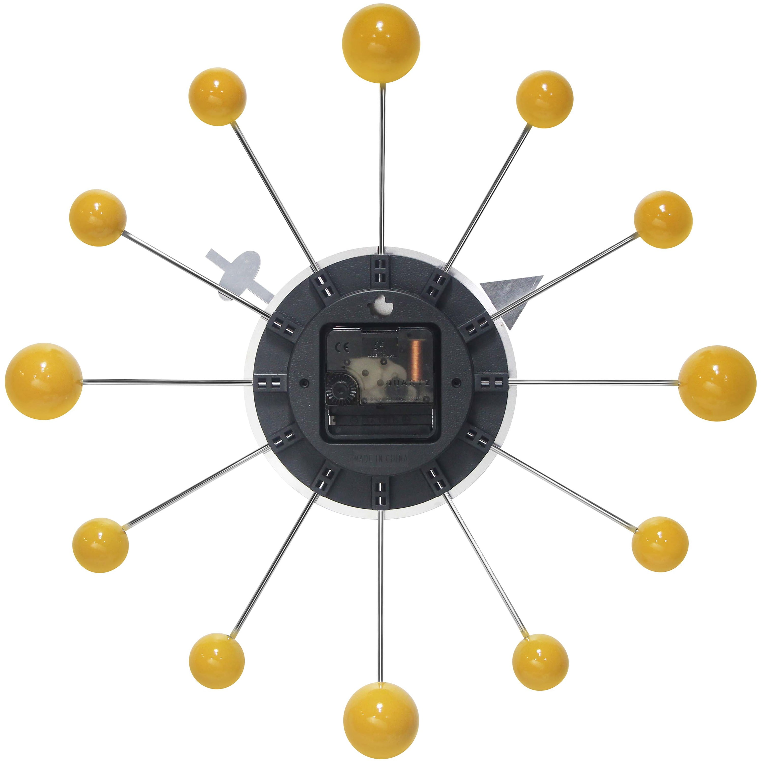 Infinity Instruments Orb Spoke 15 Inch Starburst Indoor Wall Clock, Saffron
