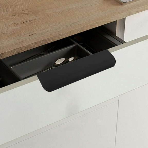 Masteelf 10pcs Edge Finger Tab Pulls for Cabinets Kitchen Hidden Drawer Handles No Drill Black