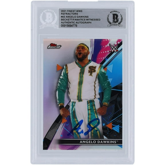 Angelo Dawkins WWE Autographed 2021 Topps Finest Refractors #42 Beckett Fanatics Witnessed Authenticated Card - Fanatics Authentic Certified