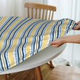 thumbnail image 4 of Round Fitted Tablecloth 44 Inch, Blue Yellow Provence Style Stripe Circle Tablecloth Durable Tabletop Covers Farmhouse Tablecloth for Dining, Party, Buffet, Wedding, 4 of 8
