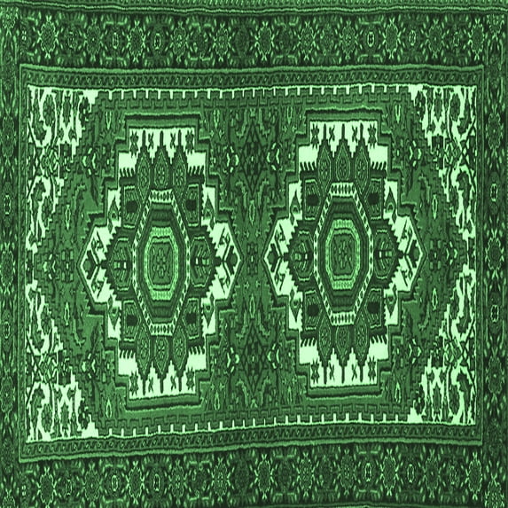 Ahgly Company Indoor Square Persian Emerald Green Traditional Area Rugs, 7' Square