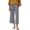 Gray, variant on Qiopertar Linen Pants for Women Casual Straight Leg Ankle-Length Trousers with Elastic Waist Spring Summer Solid Color Pocket Pants, White M