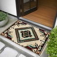 thumbnail image 5 of 2x3 Door Mat Rug, Boho Red Teal Brown Non-Skid Rubber Backing Large Rectangle Rugs - Living Room Bedroom Home Office, Southwestern Vintage Geometric Indoor Floor Mat Carpets Washable Rug, 5 of 9