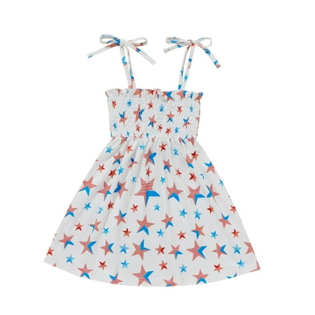 

MIASHUI Girls 4th Of July Independence Day Print Straps Princess Dress Cloths