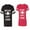 Men Black / Women Red, variant on He She is My Lucky Charm Unisex Couple Matching Cotton Jersey style T-Shirt Contrasting stripes on sleeves (Men Black / Women Black) (Men S / Women S)
