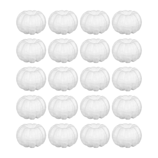 20 minicalabazas artificiales blancas de imitación para centro de mesa de interior y exterior, de espuma decorativa para pintar en casa o fiestas.