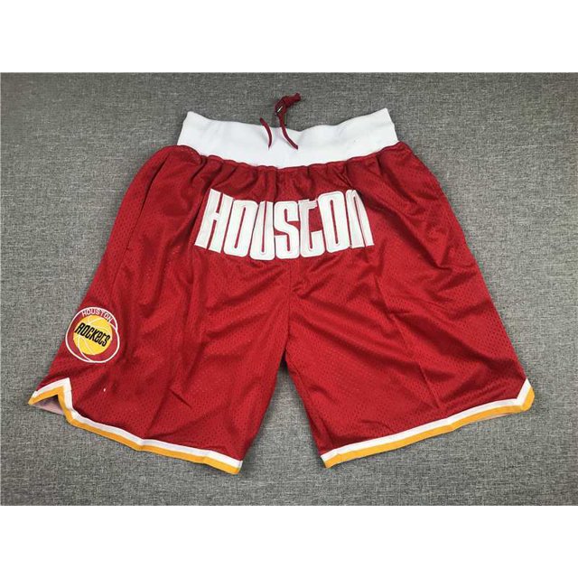 Rockets Retro Full Embroidered Zipper Pocket Shorts Basketball Embroidered Shorts Shorts Copy Player Name Jersey
