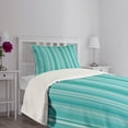 thumbnail image 3 of Ambesonne Aqua Quilted Bedspread Set 2 Pcs, Ocean Inspired Blue Lines, Twin Size, Turquoise Pale Blue, 3 of 5