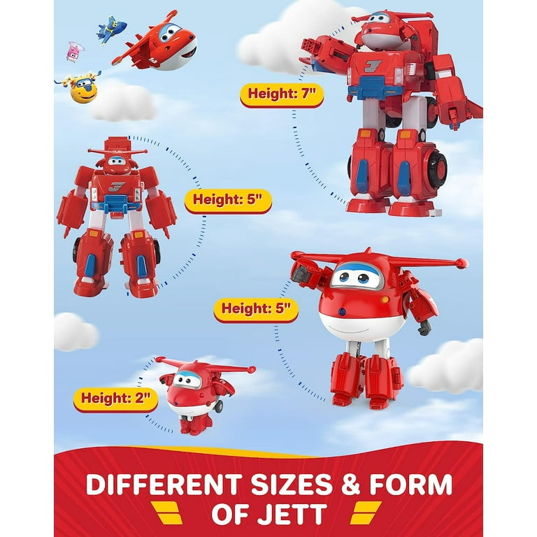 Super Wings Transforming Jett & Ball Robots - 5 Inch Iron Power Action Figure Toy For Kids