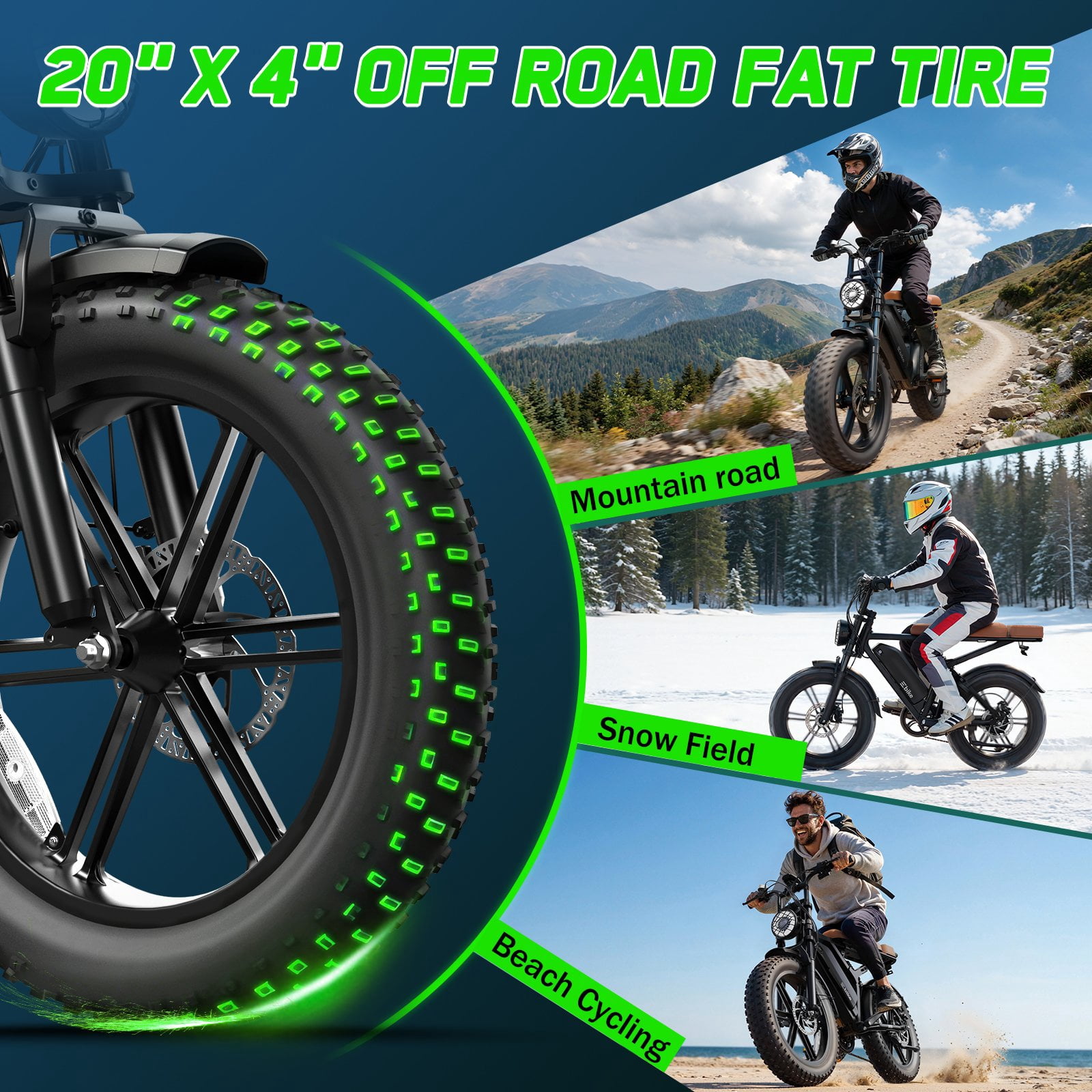 TST Electric Bike for Adults, 48V/15AH Battery, 750W Peak 1500W Motor, Max 28MPH, 20"x4" Fat Tire, E Mountain Bike, UL2849