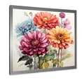 thumbnail image 2 of Designart "Illustration of Simple Zinnia Bouquet I" Floral Framed Wall Art Decor - Traditional Pink Zinnias Bedroom Framed Canvas Wall Art, 2 of 6