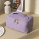 thumbnail image 4 of Bolsa de cosméticos PU Caja de maquillaje de gran capacidad a cuadros para viajes femeninos (púrpura) Ndcxsfigh Cuidado Belleza, 4 of 6