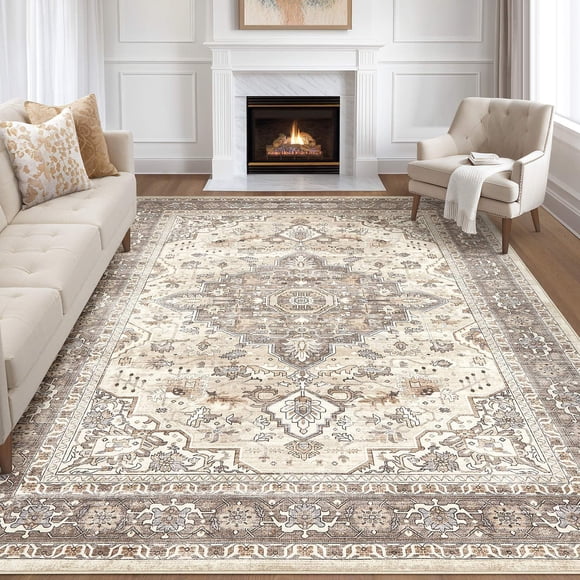 Alfombra Loongrug Oriental Bloom, lavable, 240 x 300 cm, color marrón