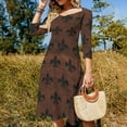 thumbnail image 4 of Fleur De Lis Women's 3/4 Sleeve Dresses Elegant A-Line Midi Dress Flare Summer Casual Sundress, 4 of 9