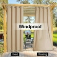 thumbnail image 4 of Weighted Outdoor Curtains for Patio Waterproof 84 inches Long 2 Panels, Windproof Drapes Top & Bottom Grommets, Thermal Insulated Blinds Keep Privacy for Yard/Porch, Biscotti Beige, 52" Wide, 4 of 9