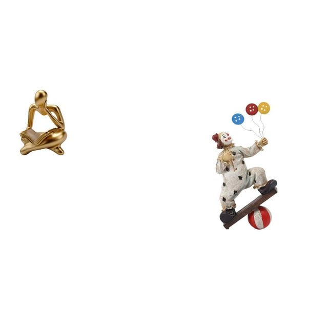 Luzkey Abstract Thinker Clown Statue Decoration for Tabletop Living Room Shelf Office Bookshelf Sculpture Collection Statuette Desk Ornament for Table Center