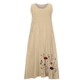 thumbnail image 6 of BiZtdJrK Womens Dresses Summer Sleeveless Linen Beach Sundress Plus Size Loose Long Maxi Dress with Pockets Vacation Clothes, Khaki, XXXXL, 6 of 6